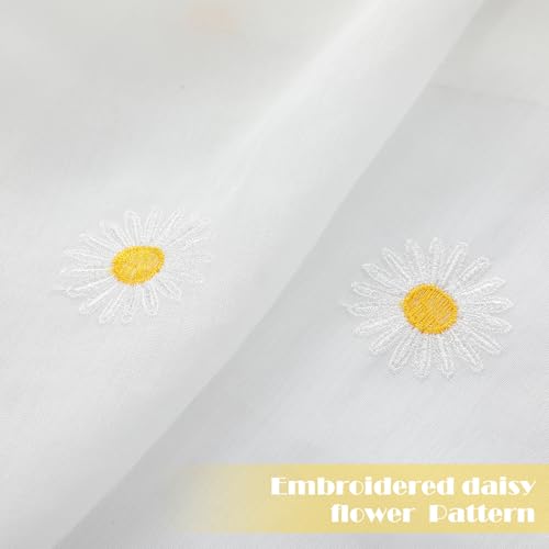 Ivory Daisy Flower Sheer Curtains - 2 Panels, 52x84 Inches