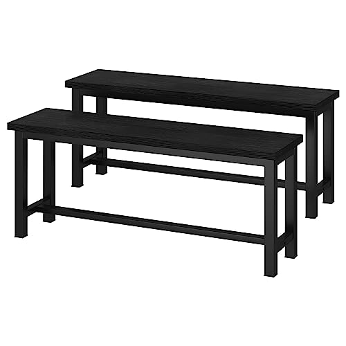 39-Inch Industrial Dining Bench, Set of 2 Wood Kitchen Benches