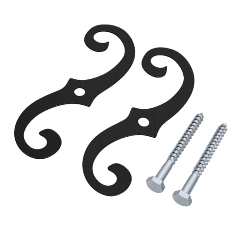 6.3-Inch S-Style Shutter Dogs - Black Iron Exterior Shutter Holders