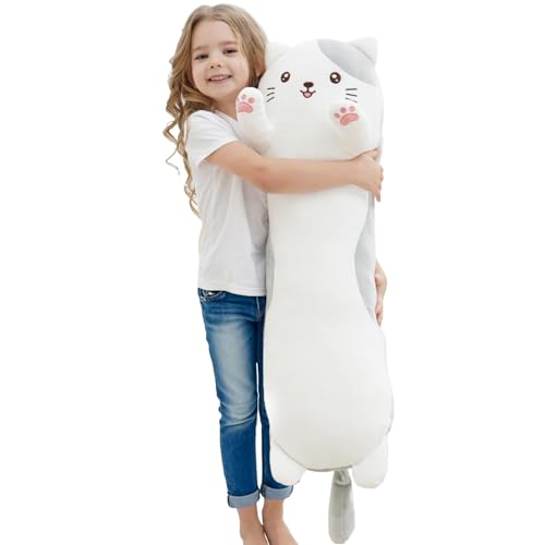 36-Inch Long Cat Plush Body Pillow - Soft Stuffed Animal Kitten Toy