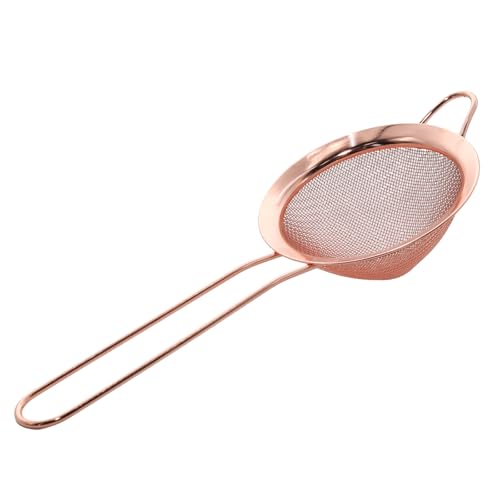 WOLVINA Rose Gold Fine Mesh Strainer - 304 Stainless Steel Handheld Kitchen Filter for Tea & Cocktails