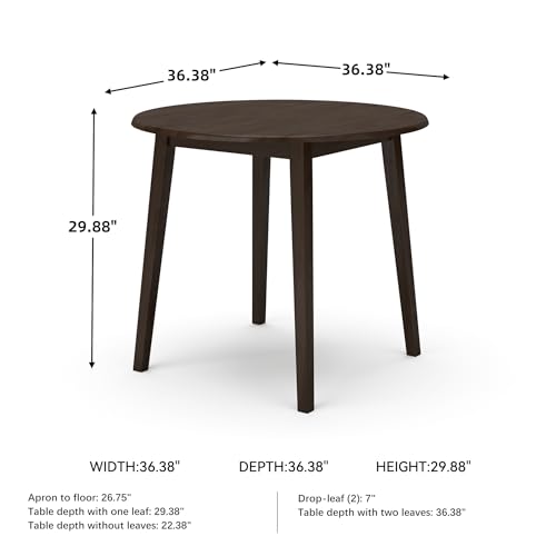 Small Round Drop Leaf Dining Table, 36-Inch Compact Kitchen Table