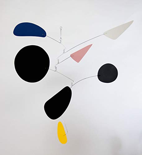Blue Moon Hanging Art Mobile, Modern Metal Kinetic Sculpture for Indoor Outdoor