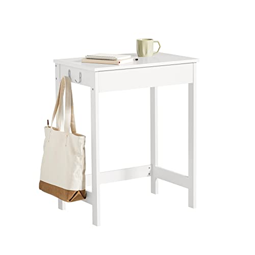 Compact Writing Desk for Kids with Drawer and Side Hooks - 24 Inch White