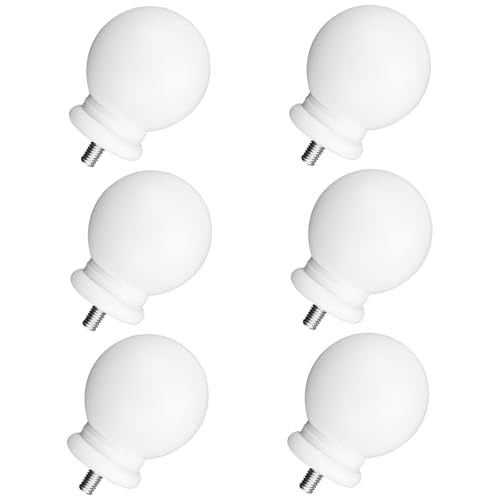 6-Pack Round Curtain Rod Finials, 1.22 Inch Decorative End Caps (M5 Screw)