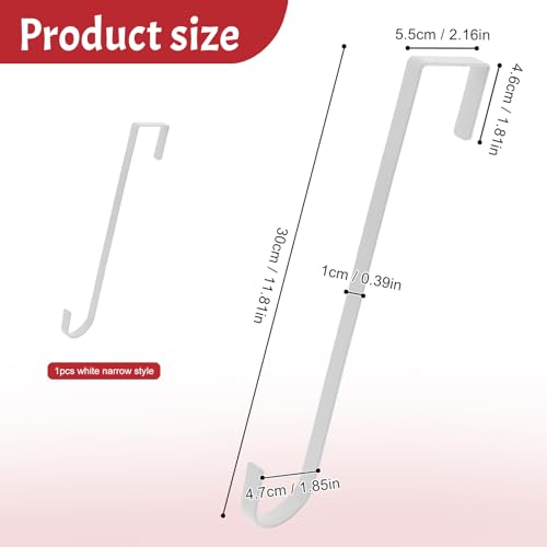 12-Inch White Wreath Hanger - Durable Over Door Hook for Decor