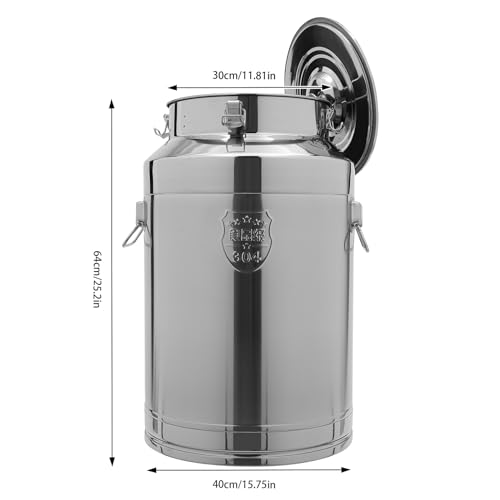 76L Stainless Steel Milk Can - Heavy Duty Liquid Storage Tank, No Spout