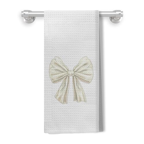 Kem ingni Coquette Christmas Kitchen & Bath Towels 16x24 in - White Bow Hand Towels (Color 05)