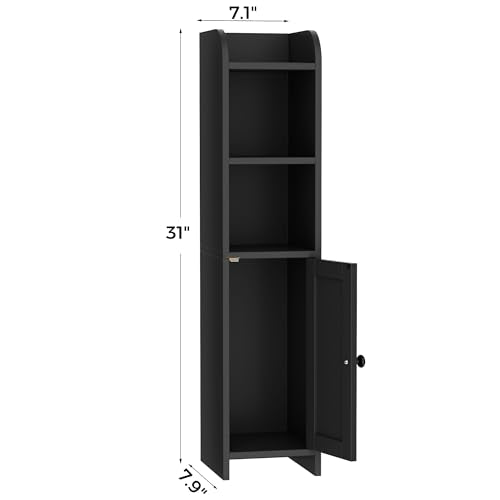 Slim Bathroom Storage Cabinet, Narrow Corner Floor Organizer with Door
