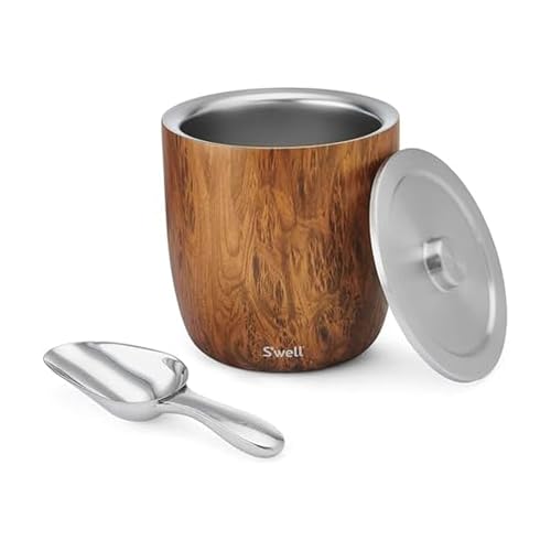 S'well 100oz Stainless Steel Ice Bucket XL with Lid & Scoop - Teakwood