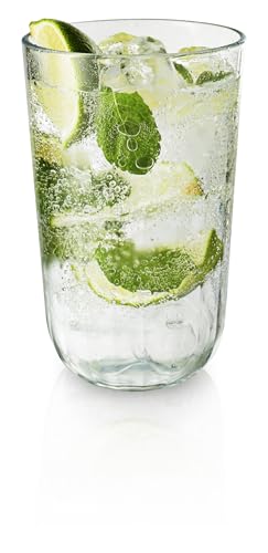 Set of 4 Heat-Resistant Glass Tumblers, 43cl Wave-Base Drinking Glasses