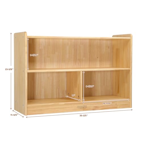 2-Tier Wooden Montessori Toy Shelf and Kids Bookshelf Organizer