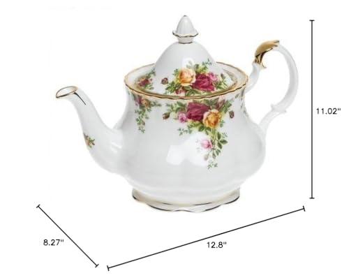 Royal Albert Old Country Roses 3-Piece Tea Set (Teapot, Sugar & Creamer) - Elegant Floral China
