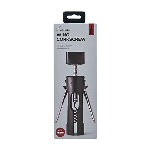 Rabbit Wing Corkscrew with Non-Stick Spiral & Bottle Opener - Black