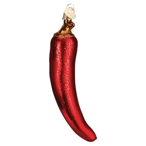 Old World Christmas Red Chili Pepper Glass Ornament – Handcrafted Holiday Decoration, Pepper Variation