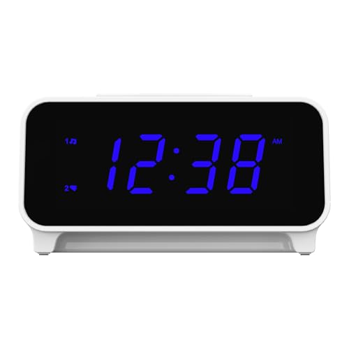 Dual Alarm Clock Radio with AM/FM, 0.9" Blue LED Display & Dimmer