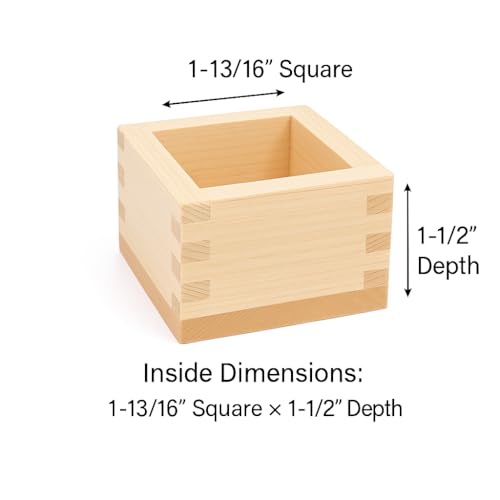 JapanBargain 4-Pack Small Hinoki Cypress Sake Cups - Made in Japan, Leak-Resistant 2oz Wooden Masu Cups for Chilled Sake