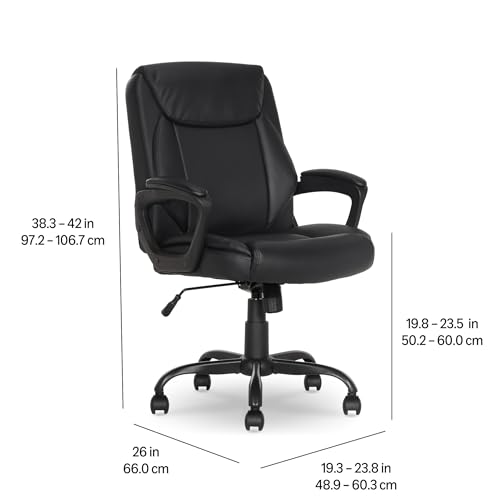 Mid-Back Office Desk Chair - Padded PU Leather Executive Computer Chair
