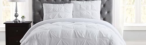 Pleated Twin XL Duvet Set - White Microfiber Polyester, 2-Piece