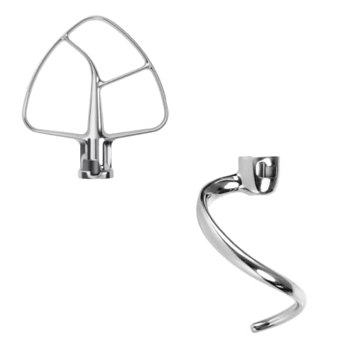 Stainless Steel Flat Beater and Spiral Dough Hook for Tilt-Head Mixers