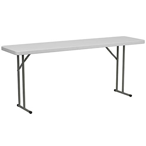 6-Foot Rectangular Folding Training Table, Durable Granite White Plastic