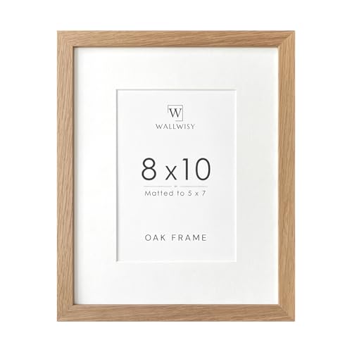 Solid Oak Wood 8x10 Picture Frame with Mat for 5x7 Photos - Natural Finish