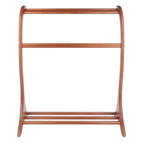 3-Rung Solid Wood Blanket Rack with Teak Finish