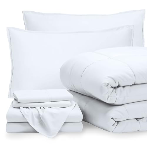7-Piece Bed-in-A-Bag Comforter Set - Full Size - Ultra-Soft White