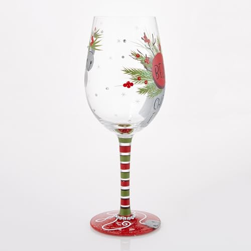Enesco Lolita Best Christmas Ever Hand-Painted 15oz Wine Glass