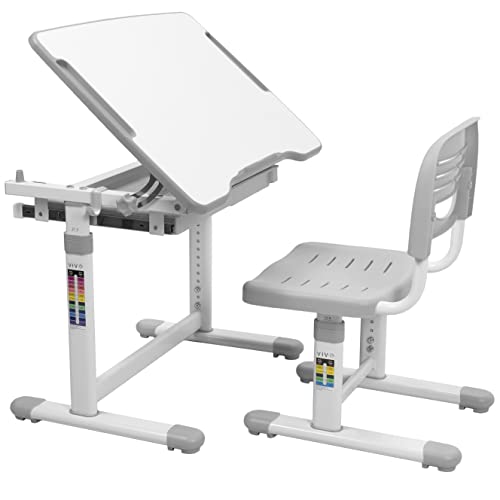 Height Adjustable Kids Desk and Chair Set with Tilt Surface and Drawer