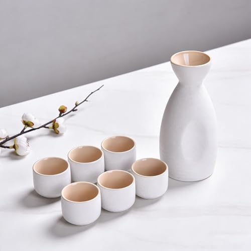 Ceramic Sake Pot & Cups Set - Handmade Japanese Style Drinkware for Tea & Party