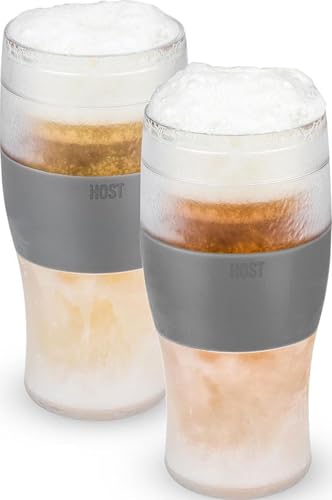 Freezable Insulated Beer Pint Glasses, Cooling Gel Tumbler Set - 16 oz, 2 Pack