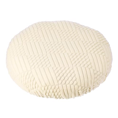 Elastic Round Bar Stool Cover - Washable Velvet Cushion Slipcover, Beige, 14-18 Inch