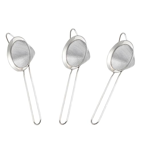 3-Piece Stainless Steel Fine Mesh Strainer Set for Cocktails & Kitchen Use