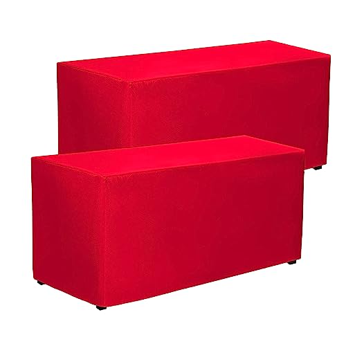 PLOYMONO Red Fitted Tablecloths 2 Pack for 4ft Rectangular Tables - Durable Polyester