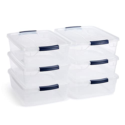 Clear Storage Containers with Latching Lids 17 Quart 6 Pack