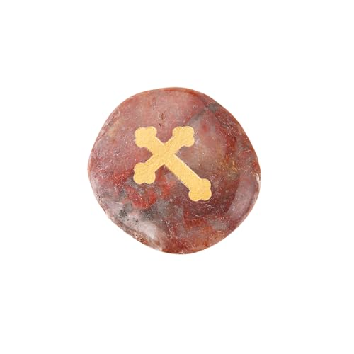 12-Piece Engraved Comfort Cross Worry Stones - Natural Polished River Rock
