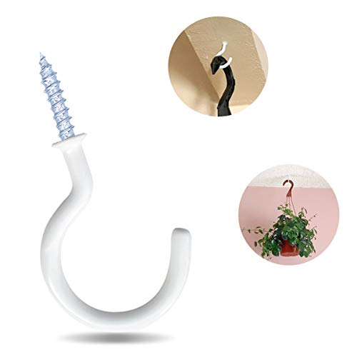 12 Pack Vinyl Coated Screw-In Ceiling Hooks for Indoor & Outdoor Use