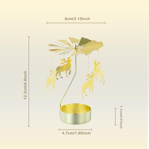 Rotary Candle Holder 2-Pack - Gold Spinning Tea Light Holder for Christmas
