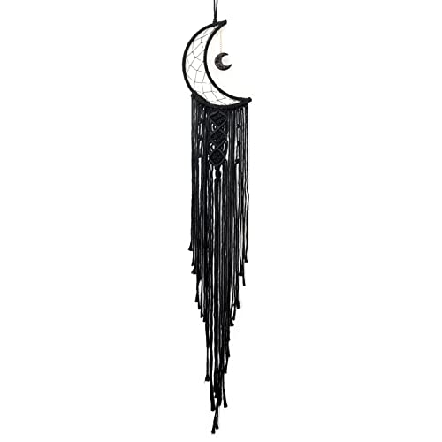 Black Moon Dream Catcher Macrame Wall Hanging Boho Home Decor Ornament