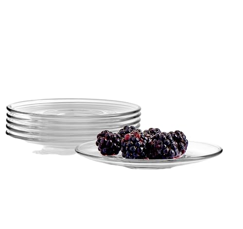 Pasabahce 6-Piece Clear Glass Saucer Set for Coffee, Tea, Cookies & Snacks