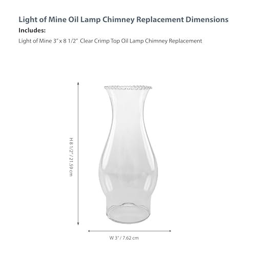 3" x 8.5" Clear Glass Oil Lamp Replacement Chimney - Crimp Top Design