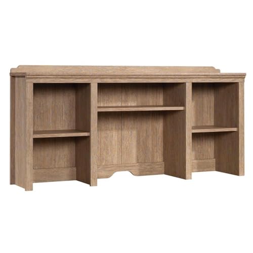 54-Inch Engineered Wood Office Hutch with Adjustable Shelves, Brushed Oak