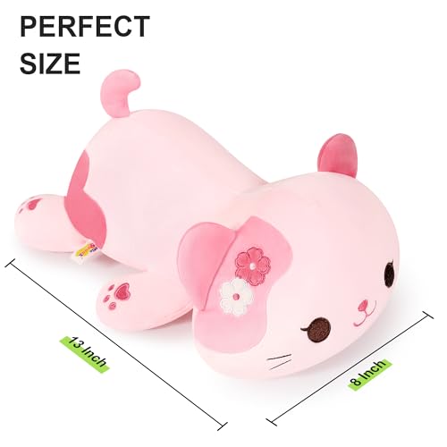 Sakura Cat Plush 13-Inch Stuffed Animal Kawaii Pink Kitty Pillow Toy