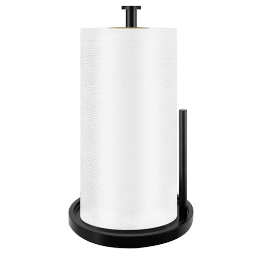 Black Stainless Steel Countertop Paper Towel Holder with Weighted Base
