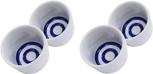 J-Pure Hitomi Japanese Mino Ware Sake Cups Set of 4 Blue & White - 1.18oz, Microwave & Dishwasher Safe
