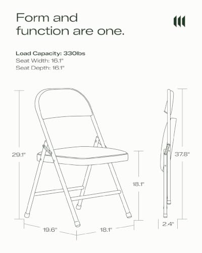 4-Pack Padded Folding Chairs, Heavy-Duty Metal Portable Seats for Indoor-Outdoor