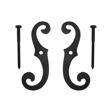 Pair of Exterior Shutter Holdbacks with Hardware - Iron, Black Finish