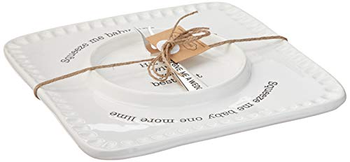Mud Pie Margarita Salt Rimmer Set with Ceramic Lime Tray, White - Cocktail Barware