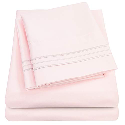 Sweet Home Collection Twin XL Sheet Set - Pale Pink 3 Piece Deep Pocket